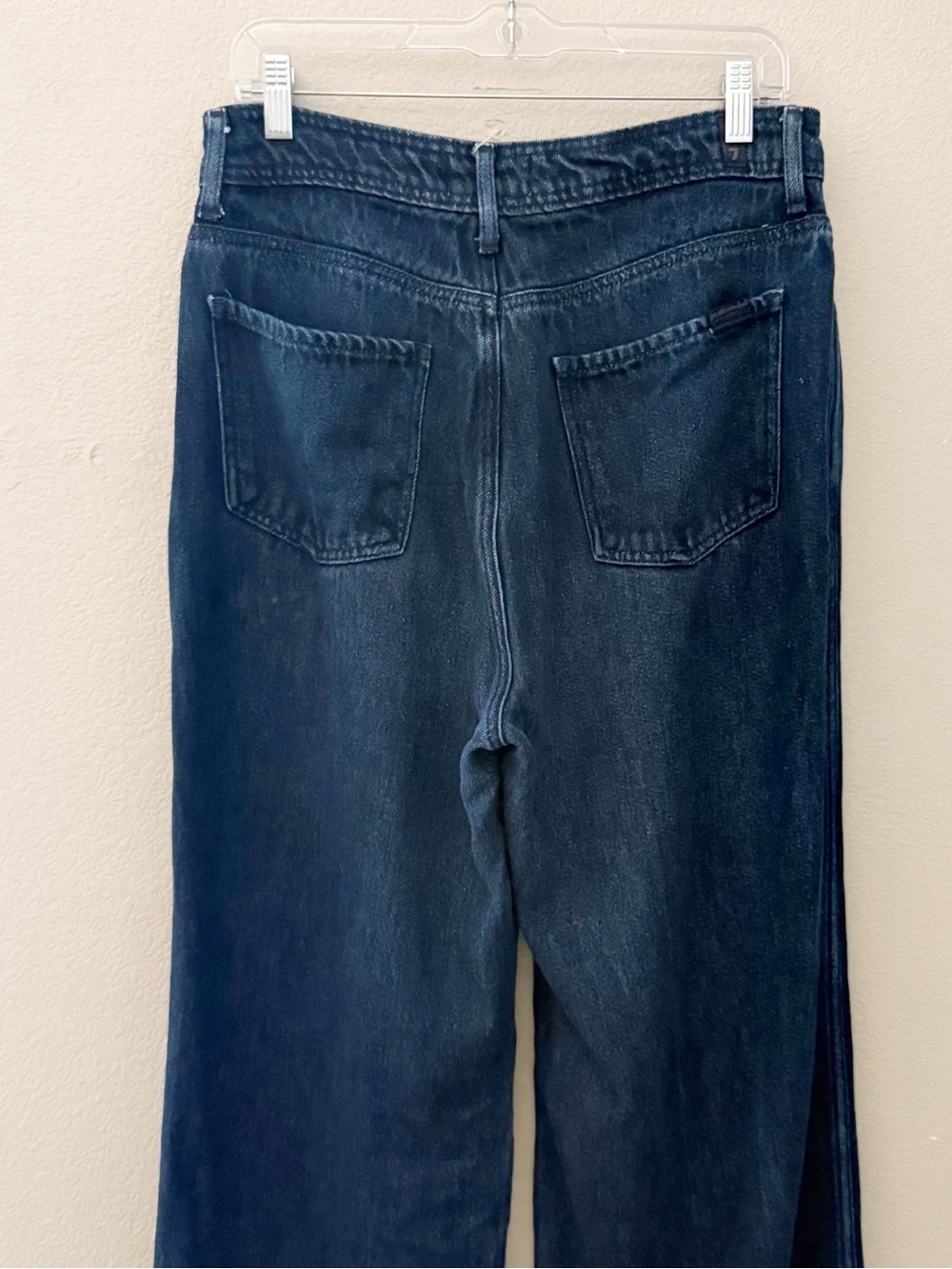 7 For All Mankind Modern Dojo Wide Leg Trouser Jeans 32 Dark Denim Minimalist - Picture 8 of 12